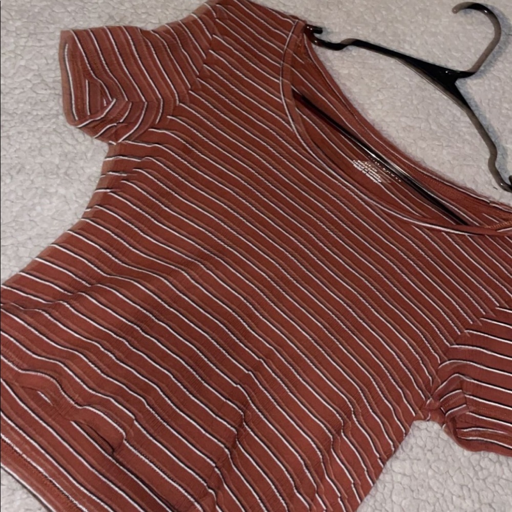 american eagle brown striped crop top
